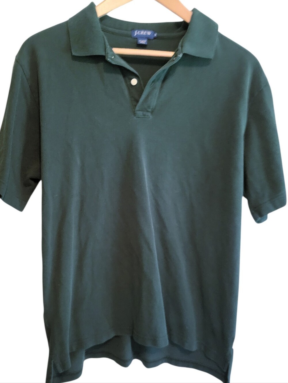 Vintage J. Crew Forest Green Pique Polo Shirt XL 90s Y2K